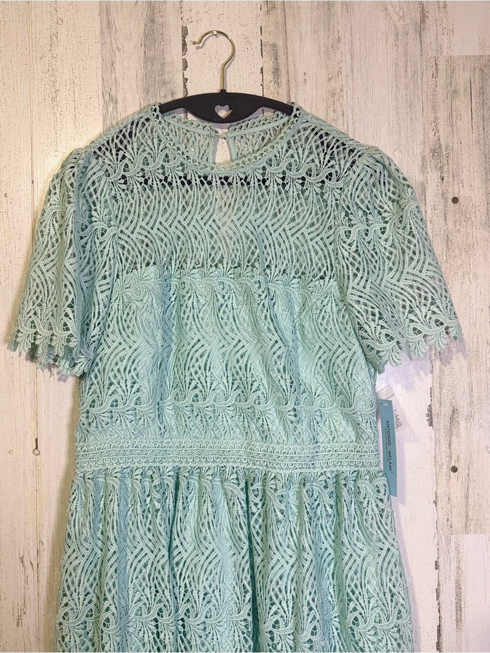 NWT Antonio Melani Mint Green Lace Midi Dress Size 8 - Picture 4 of 14